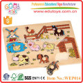 Hot Sale 10Pieces Peg Animal Puzzle, Wooden Farm Animal Puzzle